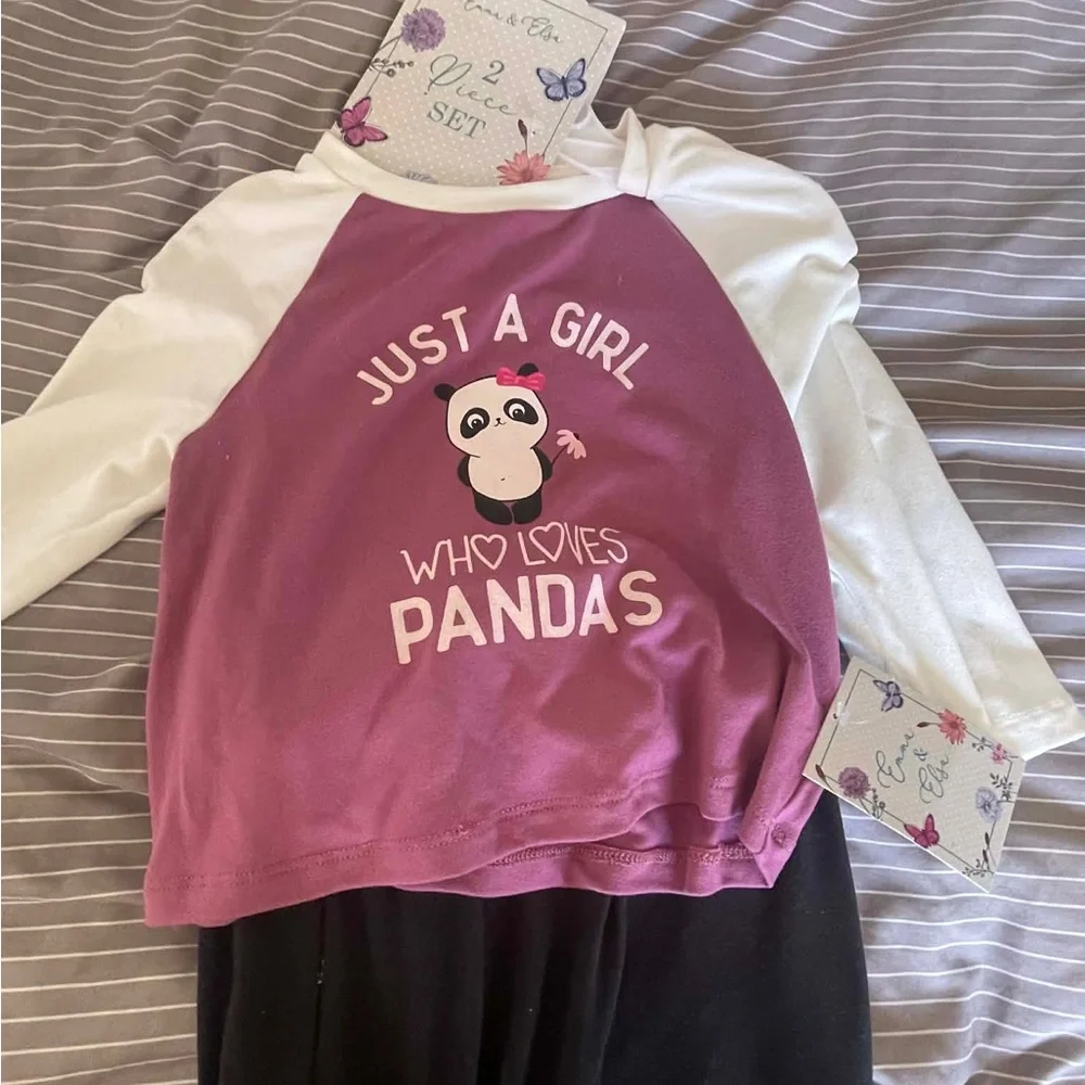 Girls Pink and White Panda Pajama Top - 'Just a Girl Who Loves Pandas'